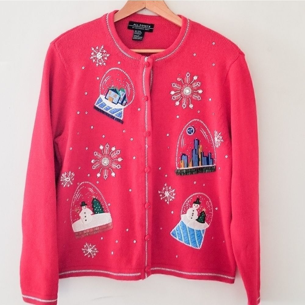 All Points vintage Christmas snow globe sweater